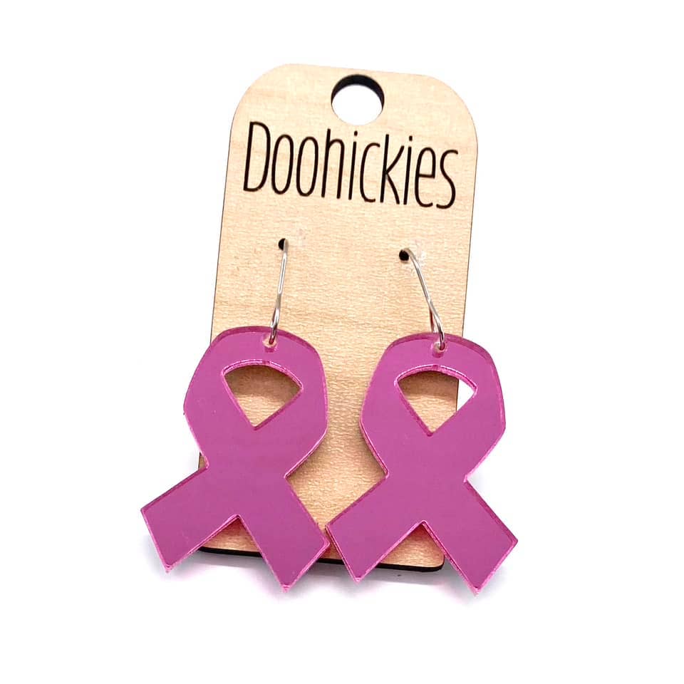 1.5" Breast Cancer Awareness Acrylic Ribbon Earrings