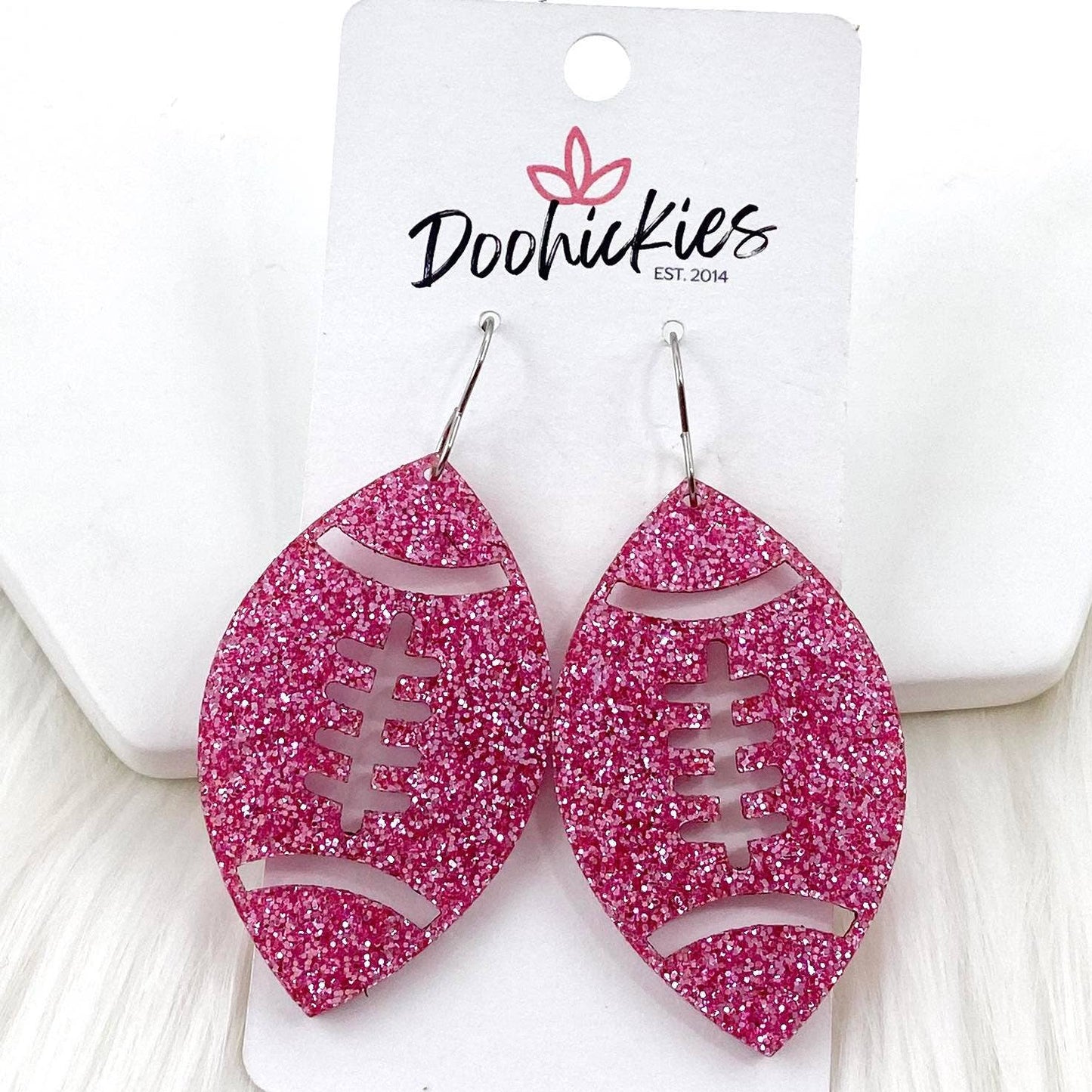 2" Pink Out Football Acrylic Dangles
