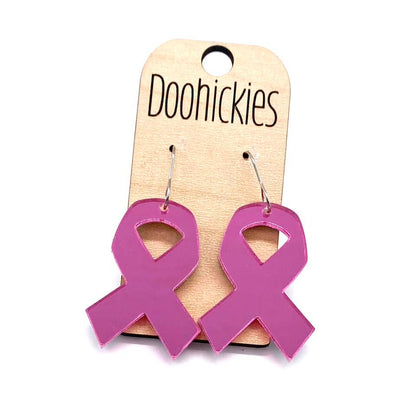 1.5" Breast Cancer Awareness Acrylic Ribbon Earrings