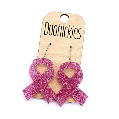 1.5" Breast Cancer Awareness Acrylic Ribbon Earrings