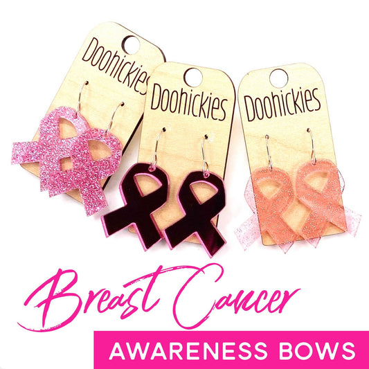1.5" Breast Cancer Awareness Acrylic Ribbon Earrings