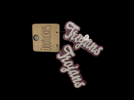 2.75" Pink Out Trojan Acrylic Earrings
