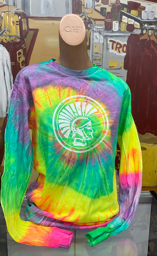 Neon Tie-Dye - The Trojan Store -Colortone 100% Cotton long sleeve tee 