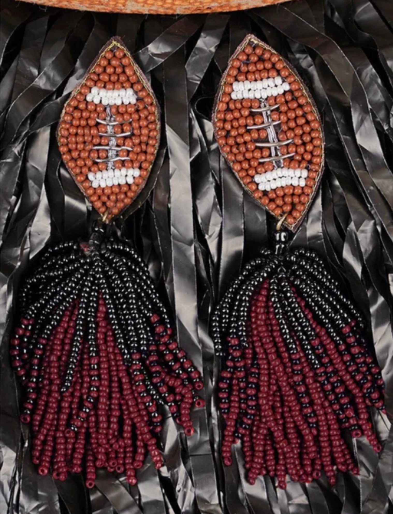 Football Seed Bead Earrings - The Trojan Store