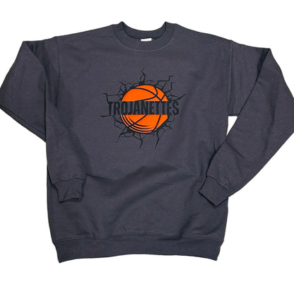 Trojanettes Puff Basketball Crewneck
