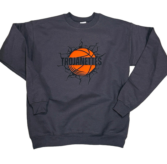 Trojanettes Puff Basketball Crewneck