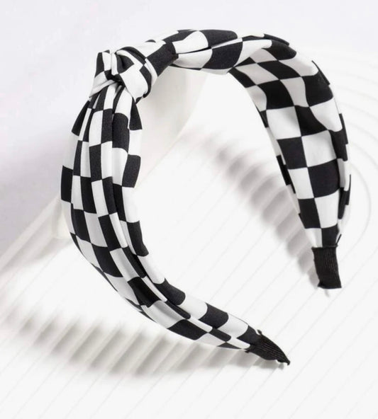 Black and White Checkered Headband - The Trojan Store