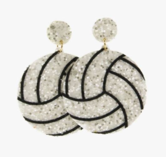 Volleyball Glitter Earrings - The Trojan Store