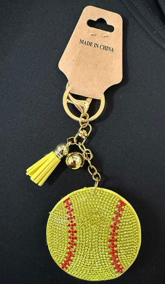 Softball Bling Keychain