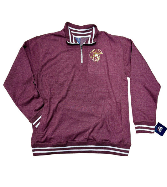 Vintage Style Relay Quarter-Zip Sweatshirt - Heathered Burgundy