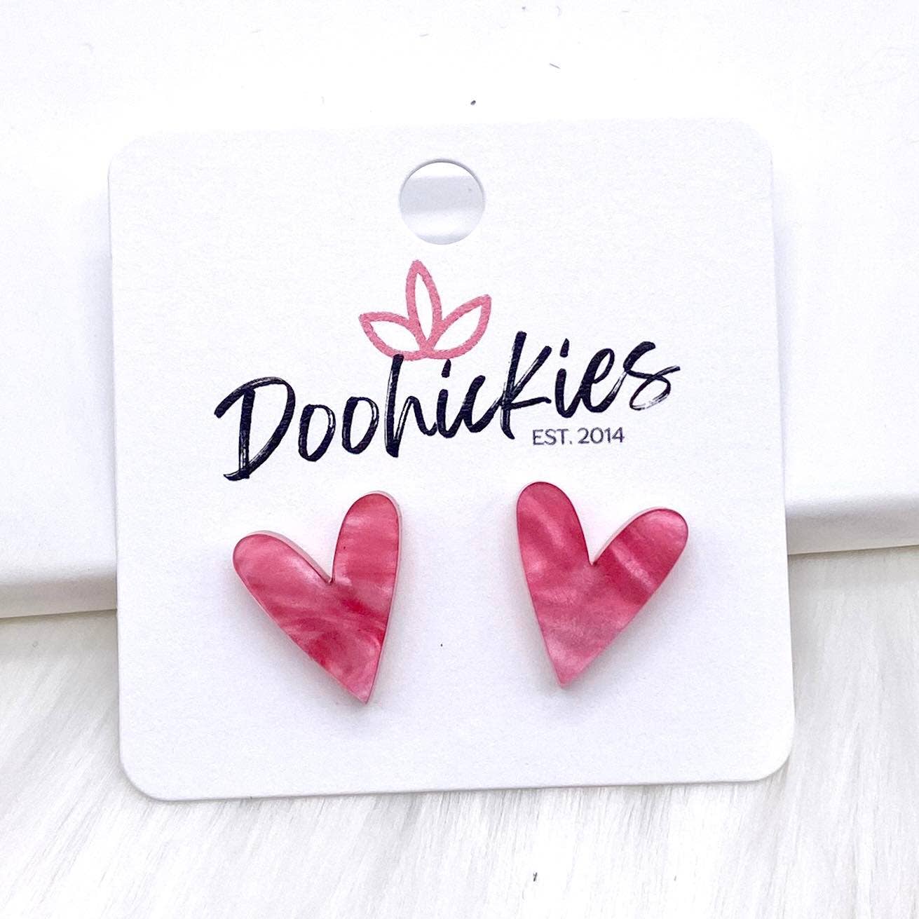 16mm Acrylic Valentine Heart Studs -Earrings
