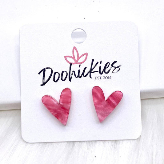 16mm Acrylic Valentine Heart Studs -Earrings