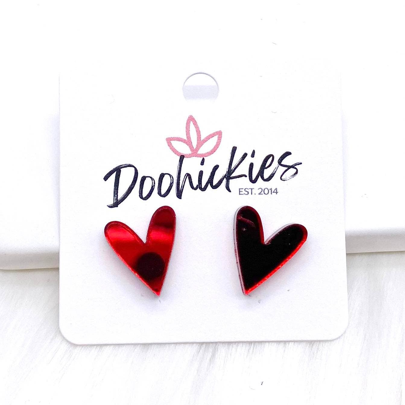 16mm Acrylic Valentine Heart Studs -Earrings