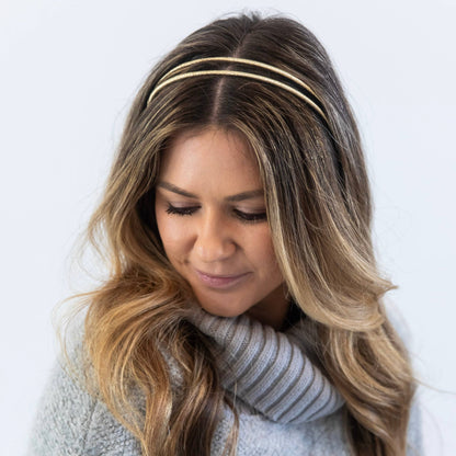 Thin Double Headband - Gold